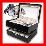 PU Leather Watch Slot Case Storage Organizer Box 20 24 slots