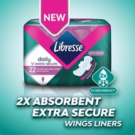 Libresse Daily V-Extra Secure Liners Wings 19cm (22s) Pantyliners Pad Tuala Wanita