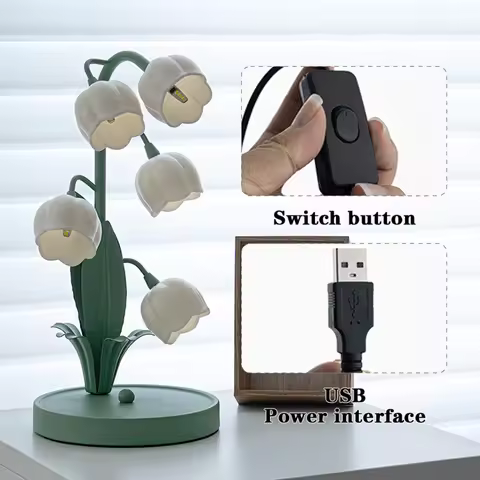 Flower Table Lamp PC Lamp Shades Vintage Flower Reading Light Pastoral Style Floral Light for Home O