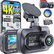 ROVE R2-4K DUAL PRO Dash Cam Front and Rear, STARVIS 2 IMX678 + IMX675 Sensors, FREE 128GB Card + CP