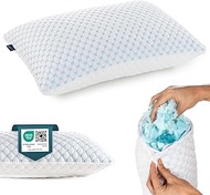 Alkamto Adjustable Gel Pillow - 73 x 48 cm Cooling Memory Foam Pillow with Double-Sided Ice Silk & V