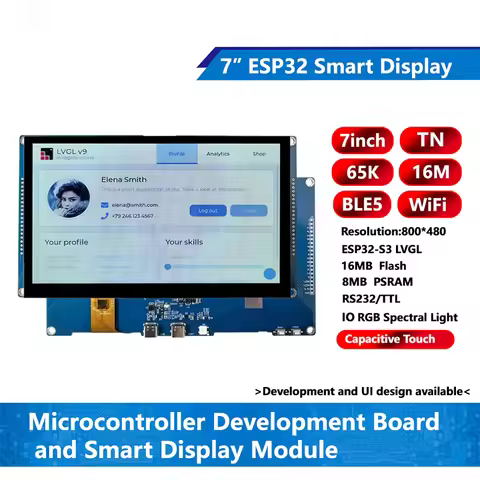 ESP32-S3 Development Board 7 Inch Touch Screen 800x480 Display Dual-core Processor 16M Flash WiFi BT
