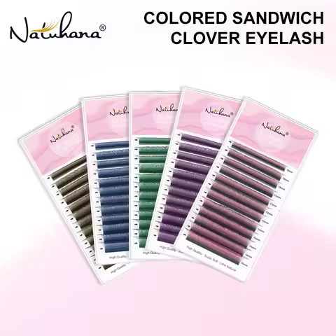 NATUHANA 3DW Shape Eyelashes Extension Colorful W Shape Premade Volume Fan Fake Eyelashes Natural Lo
