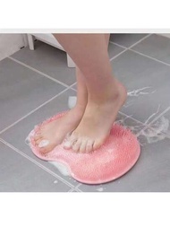 1入防滑按摩浴墊，具有矽膠毛刷，適用於磨砂，適用於腳部或後背擦洗，可使浴缸在淋浴期間防滑、按摩