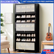 Black Shoe Cabinet Shoe Rack with Breathable Flip Door Home Entrance Tall Shoes Cabinet Dustproof Shoe Shelf - 3/5/7/9/11Tier