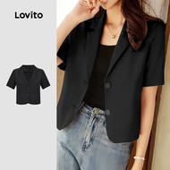Lovito Casual Blazer Leisure Black Blazer for Women L173AD021 Lovito  Blazer Kasual Hitam Santai unt