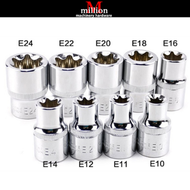 9pcs 1/2 Inch Torx Star Socket Set E Type E10 E11 E12 E14 E16 E18 E20 E22 E24 Hand Repair Tools