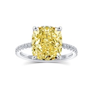 4CT Cushion Cut Promise Ring for Women,White/Yellow Stone Ring,925 Sterling Silver 18K Yellow/White/