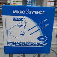 Mikro Syringe (1ml) Disposable Insulin Syringe 100pcs