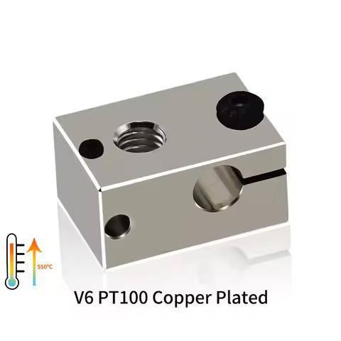 High Quality V6 Heater Block Plated Copper Brass PT100 3D Printer Parts Heat Block For Upgrade E3D V
