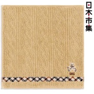 日本市集 - 日版DAKS 小熊刺繡 簡約純色提花 經典格紋 啡色 純棉毛巾手帕 (904)【市集世界 - 日本市集】