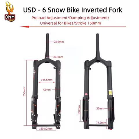 DNM 550mm USD-6 FAT 26/27.5 Inch Inverted Front Fork Coil Spring Snow Beach Fat Bike 160mm Travel 15