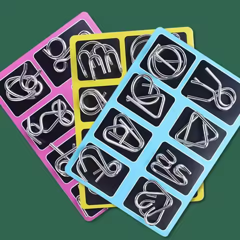 8Pcs/Set Montessori Puzzle Wire IQ Mind Brain Teaser Puzzles Adults Interactive Game Reliever Educat