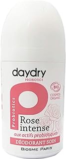 Organic deodorant daydry probiotics Rose Intense | Long-lasting | Aluminium &amp; Cruelty free | Men and Women | Roll-on 1.69oz (Rose)