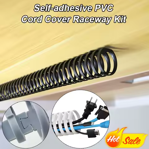 Nwe Self-adhesive Cord Cover Raceway Kit PVC wires hider desk Cables Holder black Under Desks Cable 