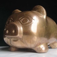 【老時光 OLD-TIME】早期二手台灣製稀有品厚重銅製豬撲滿存錢筒