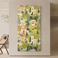 ภาพวาดตกแต่งผนังห้องนั่งเล่นในสวน Perilla-Jaipur ภาพวาดสีน้ำมันแบบช่องย้อนยุคภาพวาดแขวนห้องโถงสไตล์ย