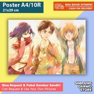 Poster Attack Of Titan Levi Mikasa Ackerman Eren Armin Zeke Erwin Hanji Zoe Reiner Annie Berthold An