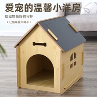 Detachable Wooden Dog House Cat House Pet Window Dog House Cabin Indoor Outdoor Pass