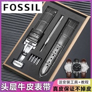 4/22☆Fossil Fossil Leather Strap Cowhide Watch with Butterfly Buckle Accessories for Men and Women Style 18 20 22mm