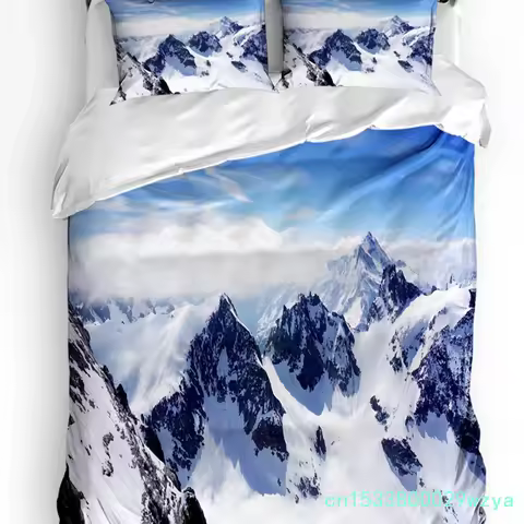 Mountain Snow Wolf Tree Duvet Cover Bed Bedding Set For Double Home Textile Quilt Cover Pillowcases 