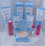 WARDAH paket lightening - (facial foam + cream siang + cream malam + exfoliator + lipstik + bedak pa