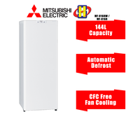 Mitsubishi Freezer (144L/White) Automatic Defrost Standing Upright Freezer MF-U16JW / MF-U16J