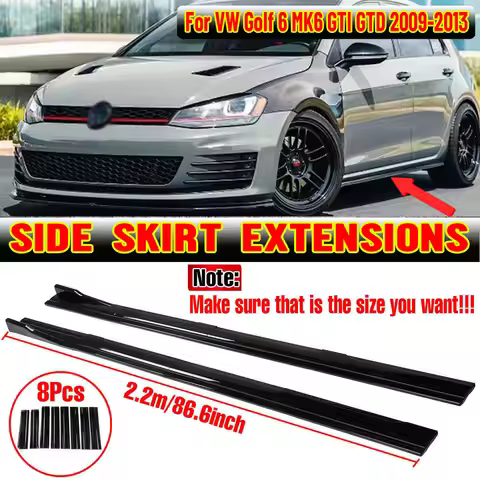 High Quality 2.2m Side Skirts Bumper Extension Rocker Splitters Diffuser Winglet Wings For VW For Go