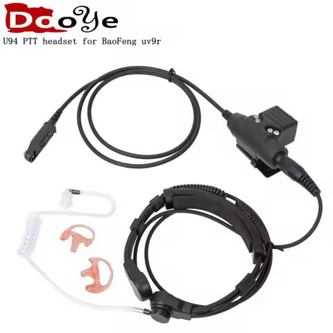 Walkie Talkie Microphone U94 PTT Neck Throat Mic Earpiece Radio Nato Tactical Headset for Baofeng BF