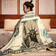 Creative Dollar Fleece Blanket Office Nap Throw, Novelty Gift Blanket (95×165cm) Selimut Bulu