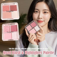 4 In 1 4 Colors Blush Highlight Palette Cute Pink High Highlighter Rouge Color Face Brightening Q0y2