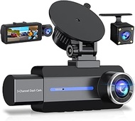 BAEASU Dash Cam Front and Rear 2.5K/1440P, 3 Channel Dash Camera for Cars Dash Cam Front Rear and In