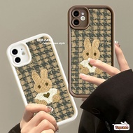 Compatible for Infinix Hot 40i 30i 30Play 30i Spark Go 2024 2023 Note 30 VIP 12 Turbo G96 Smart 7 Cute Plaid Rabbit All-inclusive Phone Case Soft Cover