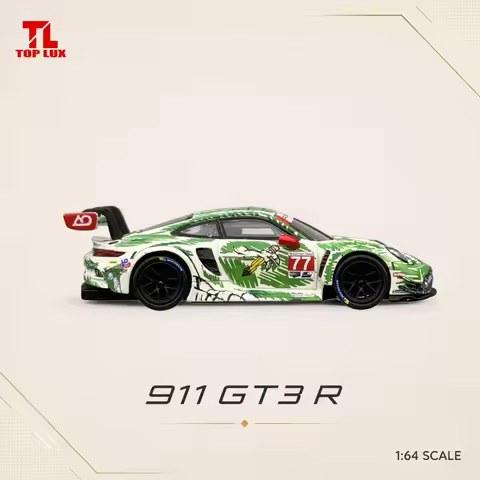 TOP LUX 1:64 911GT3R Green Sketch Dinosaur Alloy Car Model Collection Gift