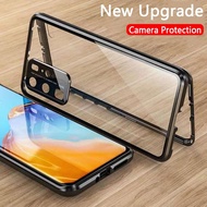 For Huawei P40 P40 Pro P40 Pro Plus P30 P30 Pro Mate 20 Pro Magnetic Case 360 Front+Back double-sided 9H Tempered Glass Case For Huawei P40 Pro P30 Pro Mate 20 Pro Camera Lens Protective Metal Bumper Case
