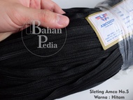 [ROLL] DAUN SLETING RESLETING ZIPPER NILON NYLON AMCO NO 5 HITAM