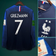2018 Retro No. Long Sleeve French Football Shirt 7 GRIEZMANN No. Soccer Shirt Customization 1 BX6O