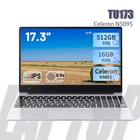 17.3-Inch Display Laptop Intel N5095 8GB 16GB RAM 256GB 512GB SSD windows 1600*900 Notebook Office S