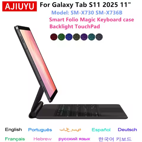 AJIUYU Magic Keyboard Case For Samsung Galaxy Tab S11 11 inch 2025 SM-X730 X736B Tablet Smart Cover 