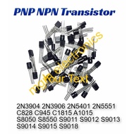5PCS TRANSISTOR PNP NPN 2N2222 2N3904 2N3906 2N5401 2N5551 A970 C945 C1815 S8550 S8050 CS9011 CS9013