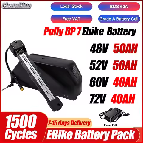 48V 60V 72V 40AH E bike Polly Battery Down tube 52V Electric Battery 60A BMS cham rider Original 217
