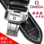 Omega Watch Strap Genuine Leather Omega New Seamaster 300 600 Speedmaster Butterfly Flying Famous Elegant Men And Women Butterfly Buckle