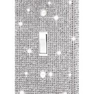 Wall Plate Light Switch Cover, Standard Size 4.50" X 2.76", Silver Rhinestones Bling Decorative Wall