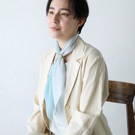 喀什米爾絲質領巾(附絲巾環)-藍