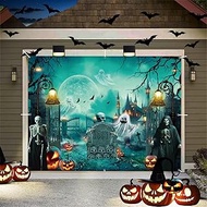 Halloween Garage Door Cover 7x8ft Large Halloween Garage Door Banner Decorations Haunted Cemetery Sc
