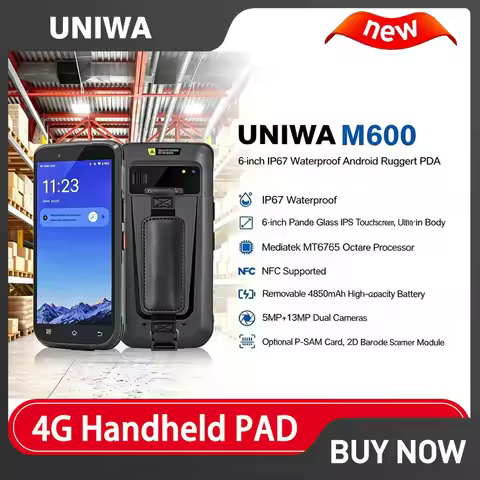 UNIWA M600 Handheld PAD 6 Inch IPS 4G ulta-thin Smartphone Android 12 4GB+64GB Mobile Phone 2D Scann