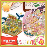 3D whale house stickers, octopus decorative stickers, 3D landscape stickers, landscape storage