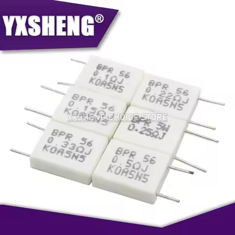 10PCS BPR56 New Non-Inductive Ceramic Cement Resistor 5W 0.001 0.1 0.15 0.22 0.25 0.33 0.5 Ohm 0.1R 