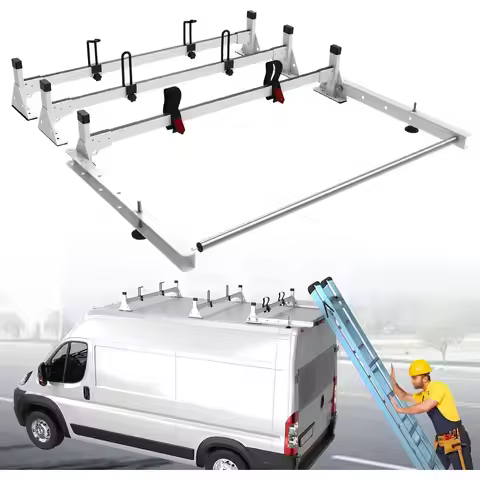 57" Heavy Duty Steel Van Roof Rack,Van Ladder Rack with Rear Cargo Roller Fit for 2013-2023 Ram Prom