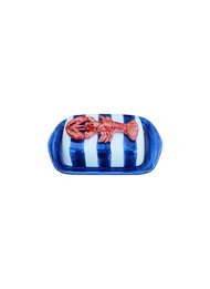LES OTTOMANS LOBSTER HAND PAINTED CERAMIC BUTTER DISH